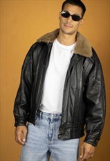 Vintage Nomaer Shearling Leather Jacket in Black L