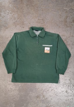Vintage 90s 1/4 Button Up Sweatshirt Embroidered Sheep 