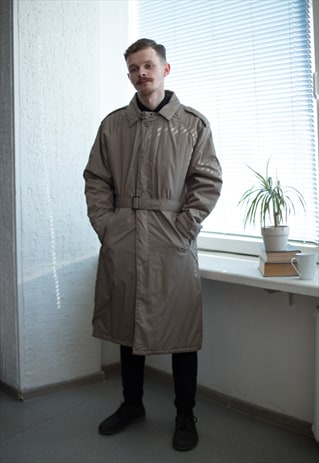 VINTAGE 80'S BROWN BELTED TRENCH COAT