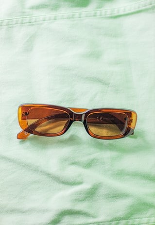 Brown Rounded Rectangle 90s Look Sunglasses