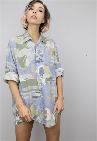 VINTAGE 80S/90S OVERSIZED PATTERNED SHIRT