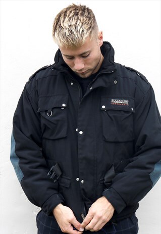 BLACK AND DARK TEAL NAPAPIJRI PADDED JACKET