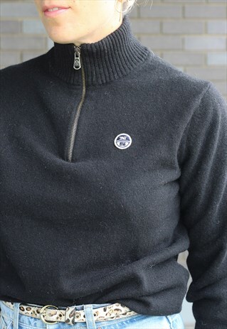 VINTAGE 1990S NORTH SAILS BLACK HIGH NECK JUMPER