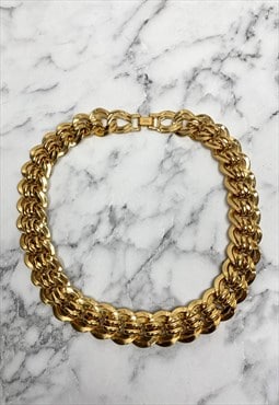 Napier 80's Vintage Ladies Gold Metal Chain Woven Necklace