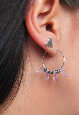 LILAC TEARDROP AND STAR HOOPS