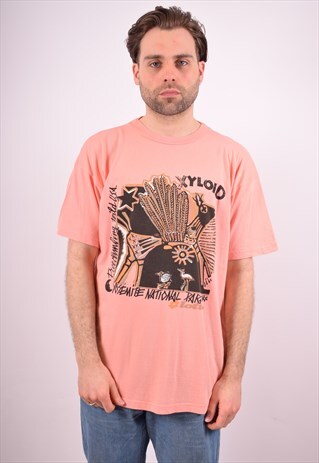 MENS VINTAGE T-SHIRT TOP MEDIUM ORANGE 90S