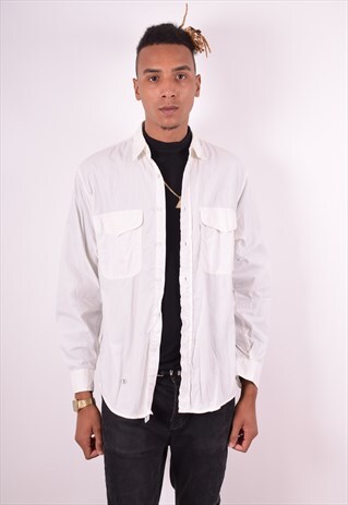 VALENTINO MENS VINTAGE SHIRT MEDIUM WHITE 90S