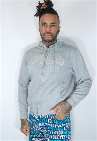 FILA EMBROIDED HOODIE GREY