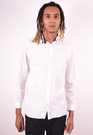 BURBERRY MENS VINTAGE SHIRT MEDIUM WHITE 90S
