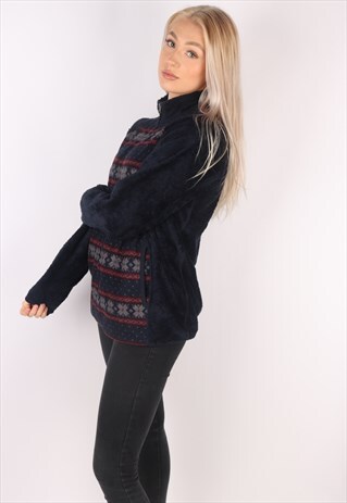 VINTAGE FLEECE AZTEC CRAZY PATTERNED FLEECE JACKET JUMPER