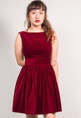 VINTAGE 80'S RED VELVET PARTY DRESS