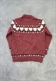 VINTAGE KNITTED JUMPER CUTE HEART PATTERNED CHUNKY KNIT 