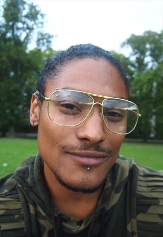 GOLD GEEK SPORT VINTAGE FRAME CLEAR LENS GLASSES