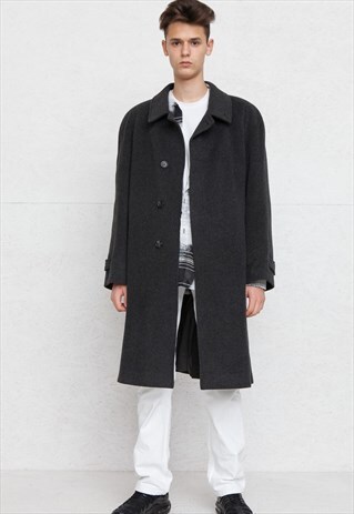 VINTAGE BLACK WOOL CAR COAT