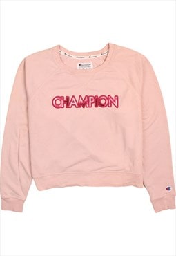 Vintage 90's Champion Sweatshirt Spellout Crew Neck Pink