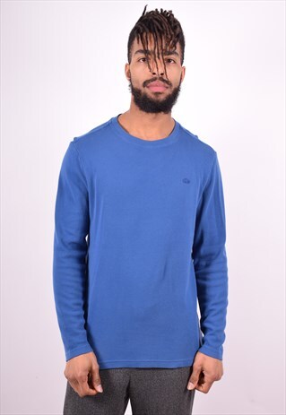 LACOSTE MENS VINTAGE TOP LONG SLEEVE MEDIUM BLUE 90'S