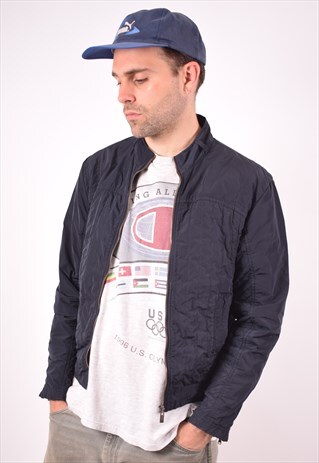 CALVIN KLEIN MENS VINTAGE JACKET MEDIUM NAVY BLUE 90S