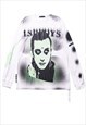 PUNK TOP ANIME GRAFFITI SWEATSHIRT THIN VAMPIRE JUMPER WHITE