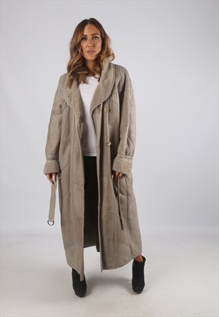 VINTAGE SHEEPSKIN LEATHER SHEARLING COAT LONG UK 20 (9AI)