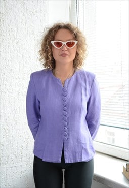 Vintage 80's Purple Linen Blazer Jacket