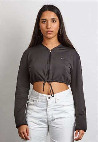 VINTAGE 90'S NIKE CROPPED BLACK SPORTS JACKET