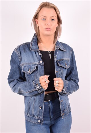 DKNY WOMENS VINTAGE DENIM JACKET SMALL BLUE 90S