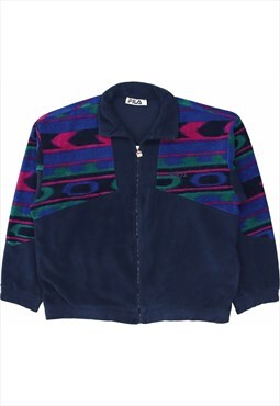 Vintage 90's Fila Fleece Aztec Zip Up Blue, Navy