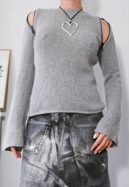 y2k gorpcore vintage grey zip up sweater