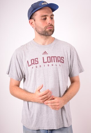 ADIDAS MENS VINTAGE LAS LOMAS T-SHIRT TOP LARGE GREY 90S