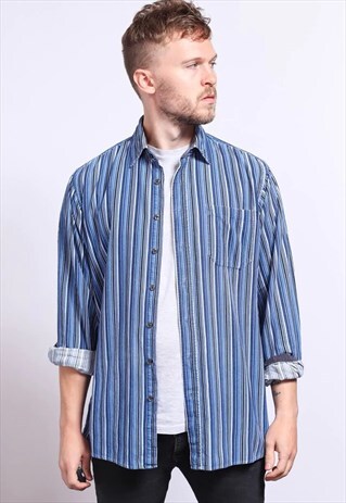 VINTAGE CORDUROY CORD STRIPED SHIRT