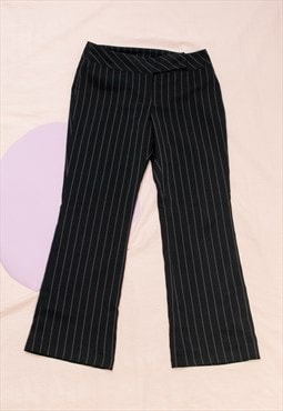 Vintage Flare Trousers Y2K Rave Pants Low Rise Pinstriped