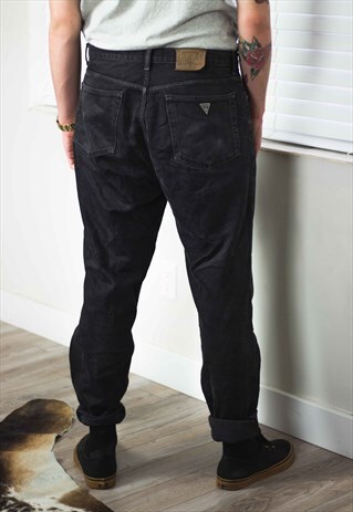 VINTAGE GUESS JEANS BLACK LOGO 90S X 27.9
