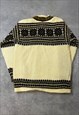 VINTAGE KNITTED CARDIGAN NORWEGIAN STYLE PATTERNED SWEATER