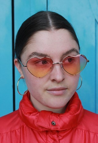 PINK YELLOW OMBRE HEART SHAPE FESTIVAL SUNGLASSES