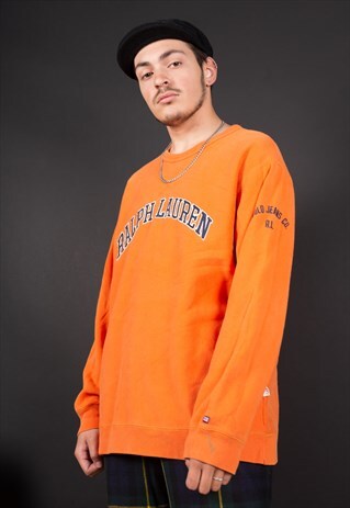 90'S ORANGE RALPH LAUREN EMBROIDERED SWEATSHIRT
