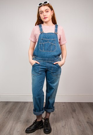 VINTAGE 90'S BLUE DENIM STRAIGHT LEG DUNGAREES