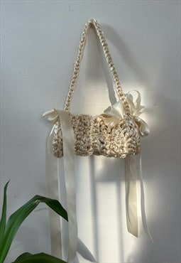 cream ribbon mini duffel bag