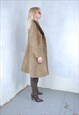 VINTAGE 80'S LONG SUEDE SHEARLING TRENCH COAT IN LIGHT CREAM