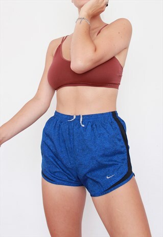 VINTAGE 90S NIKE BLUE HIGH WAISTED DRAWSTRING SPORTS SHORTS