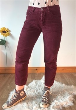 Maroon Corduroy Straight Leg Pants