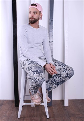 VINTAGE 90S PATTERNED CRAZY PRINT TROUSERS. UNISEX. GYM