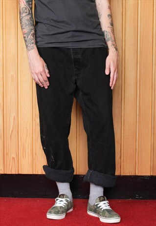 VINTAGE BLACK 501 LEVI'S PAINT JEANS