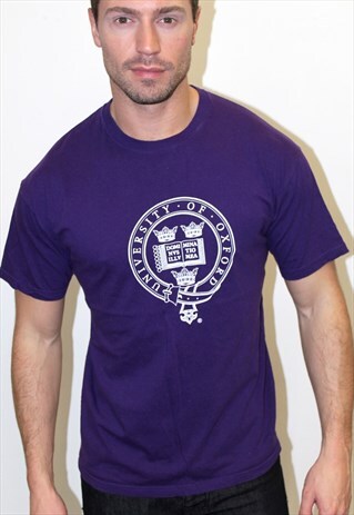 90S VINTAGE CLASSIC LONDON PURPLE OXFORD UNI LOGO PRINT TOP