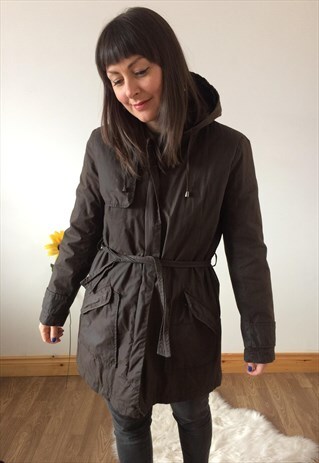 BROWN HOODED WAX JACKET