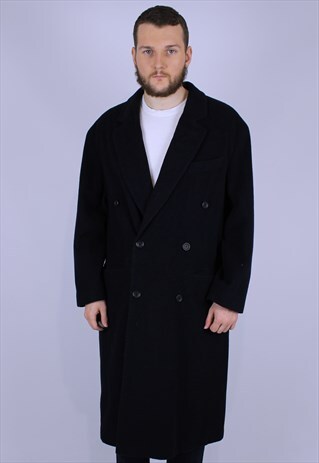 VINTAGE HEAVY COAT JACKET MEN RARE BLUE NAVY PHILLIP