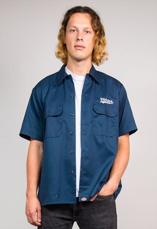 VINTAGE 90'S NAVY BLUE DICKIES CHORE WORKER SHIRT
