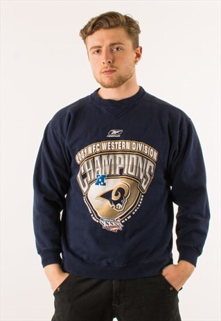 VINTAGE NAVY REEBOK LOS ANGELES RAMS 2001 SWEATSHIRT