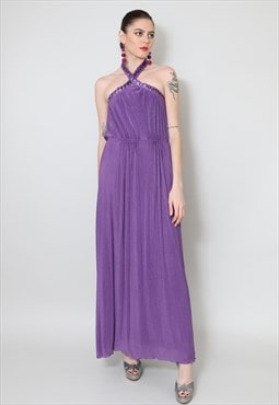 70's Ladies Vintage Purple Studio 54 Evening Maxi Dress