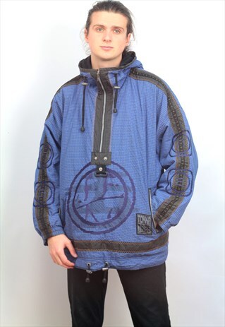 1990'S VINTAGE BLUE 1/4 ZIP SKI JACKET