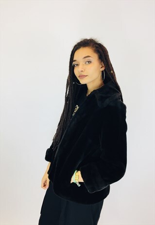 VINTAGE 80S FAUX FUR COAT